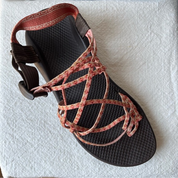 Chaco Women's Double Strap Strappy Sandals - Black and Coral - Picture 6 of 11